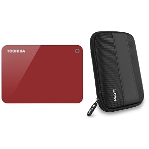 toshiba hdtc920ar3aa canvio advacne 2tb usb30 external hard drive red with case