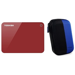 toshiba hdtc920ar3aa canvio advacne 2tb usb30 external hard drive red with case