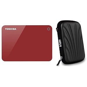 toshiba hdtc920ar3aa canvio advacne 2tb usb30 external hard drive red with case