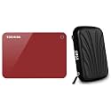 TOSHIBA HDTC920AR3AA Canvio Advacne 2TB USB3.0 External Hard Drive (Red) with Case