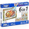 TOSY Picture Cube Cute Dinos: 6-in-1 Magnetic Picture Puzzle, Easter Basket Stuffers STEM Gift for Kids & Adults, 48 Blocks, 288 Puzzle Faces, 0.6 in, B021, Seamless UV Art, Display-Ready Frame