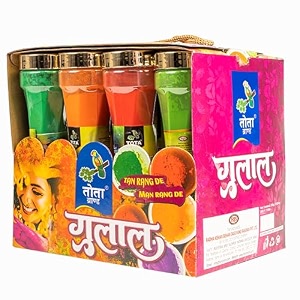 tota tower holi colour gulal  125 gm  12 holi colours powder bottles organic holi gulal for safe and natural holi festival skin friendly lcolors powder in 12 different shades total  15kg gulaal