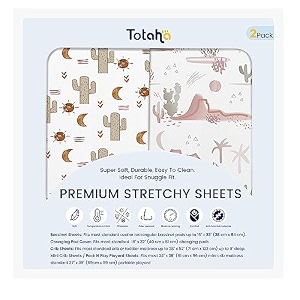TotAha Premium Stretchy Cactus Bassinet Sheets for