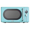 Total Chef Retro Microwave Oven | 20L / 0.7 Cu Ft | Quick Start & Defrost By Weight/Time | 8 Pre-set Cooking Modes For Coffee, Rice, Pasta, Potato, Reheat, Fish, Pizza, Popcorn | 700W | Red (Blue)