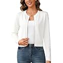 Totatuit Womens Long Sleeve Knitted Zip Up Cardigan Sweaters Cropped Jacket
