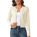 Totatuit Womens Long Sleeve Knitted Zip Up Cardigan Sweaters Cropped Jacket