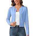 Totatuit Womens Long Sleeve Knitted Zip Up Cardigan Sweaters Cropped Jacket