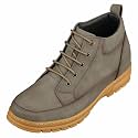 TOTO Men's Invisible Height Increasing Elevator Shoes - Grey Premium Leather Lace-up Hiking-Style Boots - 2.8 Inches Taller - K11551 - Size 6 D(M) US