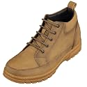 TOTO Men's Invisible Height Increasing Elevator Shoes - Khaki Premium Leather Lace-up Hiking-Style Boots - 2.8 Inches Taller - K11552 - Size 6.5 D(M) US