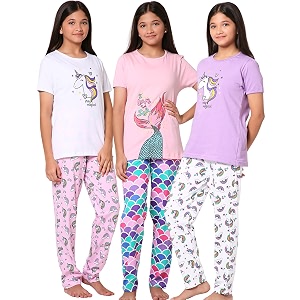 totztouch baby  kid girls night wear t shirt  pajama pant set of 3