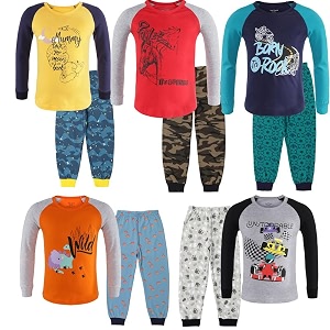 totztouch boys pure cotton night suit  pajamas  nightwear raglan full sleeves dress set of 5 multicolor size 1 to 2 y  2 to 3  3 to 4  4 to 5  5 to 6  6 to 7  7 to 8  8 to 9  9 to 10 years