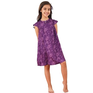 totztouch premium girls night dress  night wear  sleepwear frock cotton age baby girl 1 year to teen girls 15 years pack of 1 and 3 non irritating patch embroidery pink yellow purple