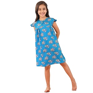 totztouch premium girls night dress  night wear  sleepwear frock cotton age baby girl 1 year to teen girls 15 years pack of 1 and 3 non irritating patch embroidery pink yellow purple