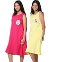 TotzTouch Premium Girls Night Dress | Night wear | Sleepwear Frock Cotton Age Baby Girl 1 Year to Teen Girls 15 Years (Pack of 1 and 3) Non irritating Patch Embroidery Pink, Yellow, Purple