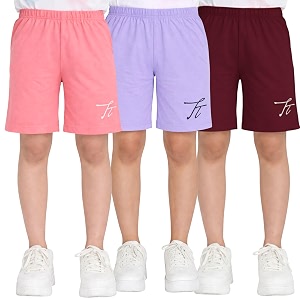 totztouch shorts for kids girls pack of 3  summer cotton shorts kids casual cycling shorts