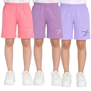 totztouch shorts for kids girls pack of 3  summer cotton shorts kids casual cycling shorts