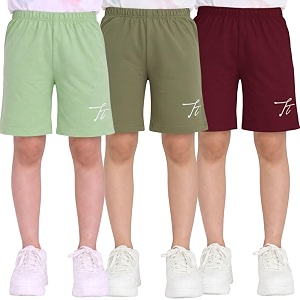 totztouch shorts for kids girls pack of 3  summer cotton shorts kids casual cycling shorts