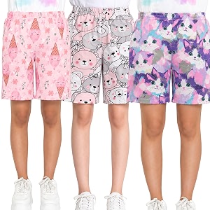 totztouch shorts for kids girls pack of 3  summer cotton shorts kids casual cycling shorts