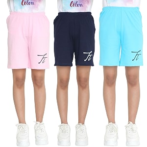 totztouch shorts for kids girls pack of 3  summer cotton shorts kids casual cycling shorts