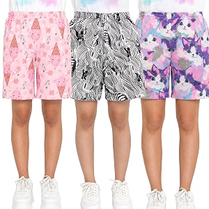 totztouch shorts for kids girls pack of 3  summer cotton shorts kids casual cycling shorts