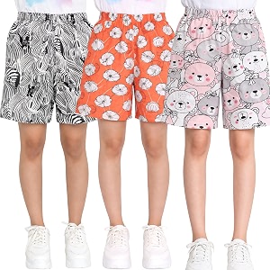 totztouch shorts for kids girls pack of 3  summer cotton shorts kids casual cycling shorts