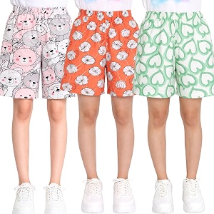 totztouch shorts for kids girls pack of 3  summer cotton shorts kids casual cycling shorts