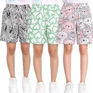 totztouch shorts for kids girls pack of 3  summer cotton shorts kids casual cycling shorts