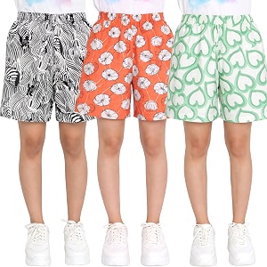totztouch shorts for kids girls pack of 3  summer cotton shorts kids casual cycling shorts