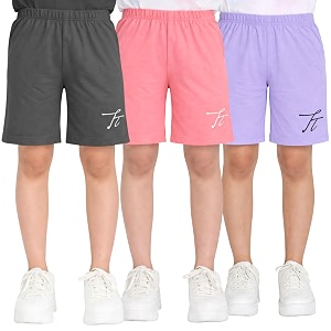 totztouch shorts for kids girls pack of 3  summer cotton shorts kids casual cycling shorts