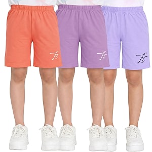 totztouch shorts for kids girls pack of 3  summer cotton shorts kids casual cycling shorts