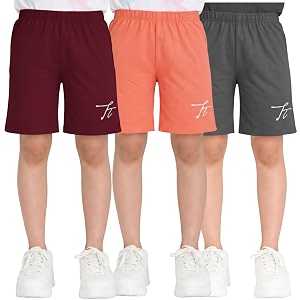 totztouch shorts for kids girls pack of 3  summer cotton shorts kids casual cycling shorts
