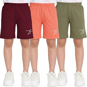 totztouch shorts for kids girls pack of 3  summer cotton shorts kids casual cycling shorts