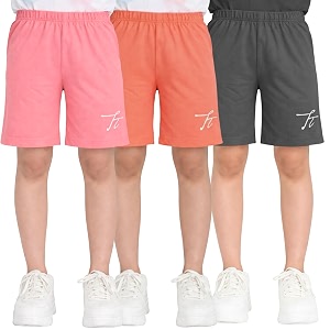 totztouch shorts for kids girls pack of 3  summer cotton shorts kids casual cycling shorts