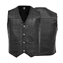 Touch&Torn Motorcycle Vest for Men Leather Vest With Multi Pockets Adjustable Laces Biker Riders Leather Vest
