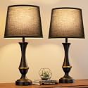 Touch Lamps for Nightstand, 3 Way Dimmable Lamps for Bedroom with USB C+A