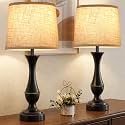 Touch Lamps for Nightstand, 3 Way Dimmable Lamps for Bedroom with USB C+A