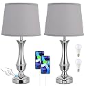 Touch Lamps for Nightstand, 3 Way Dimmable Lamps for Bedroom with USB C+A