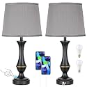 Touch Lamps for Nightstand, 3 Way Dimmable Lamps for Bedroom with USB C+A