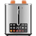 Touch Screen Toaster 2 Slice, Bagel Toaster with LCD Display, Stainless Steel Smart Digital Toasters with +15s Boost,Dual Memory Functions,Toasters with 6 Shade Settings &amp; Extra-Wide Slots,900W