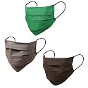 Touchstone filter pocket double layer cotton fabric face mask Reusable Machine Washable for men, women. (Pack of 3). Green Grey Black