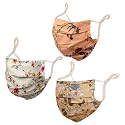 Touchstone Floral Fabric Adjustable filter pocket nose bridge double layer cotton face mask reusable washable for men, women (Pack of 3). Peach Blue Beige