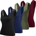 Toulite 4 Pcs Thermal Tank Tops Women Underwear Tops Sleeveless Undershirt for Women Cotton Camisole Warm Base Layer