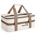 TOURIT Double Decker Insulated Casserole Carrier for Hot or Cold Food Expandable Thermal Food Carrier for Picnic Cookouts Potluck Parties Fits 9" x 13" Baking Dish