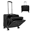 Polyester 16 Inch Rolling Spinner Laptop Bag, 4 Wheeled Briefcase, Lightweight Underseat Hard Travel Luggage Bag for Business Travel College Trolley Bag, Black, 44 cm