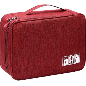 electronics accessories organizer bag universal travel digital accessories storage bag for charger cables earphone power bank iphone cord customize inside with dividers red
