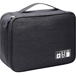 electronics accessories organizer bag universal travel digital accessories storage bag for charger cables earphone power bank iphone cord customize inside with dividers black