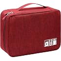 Electronics Accessories Organizer Bag, Universal Travel Digital Accessories Storage Bag for Charger, Cables, Earphone, Power Bank, iPhone, Cord, Customize Inside with Dividers (RED)