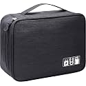 Electronics Accessories Organizer Bag, Universal Travel Digital Accessories Storage Bag for Charger, Cables, Earphone, Power Bank, iPhone, Cord, Customize Inside with Dividers (Black)