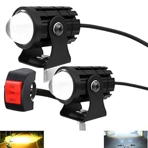 mini driving fog light lamp projector lens spotlight led motorcycle headlight dual color motorbike lighting system 12 v 36 w with switch