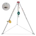 Towallmark Confined Space Tripod Kit with 1200 LBS Lifting Winch and Fall Arrester, Sewer Rescue Tripod with Safety Self-Locking Device